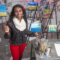 Eboni White, S.B. '17, painting